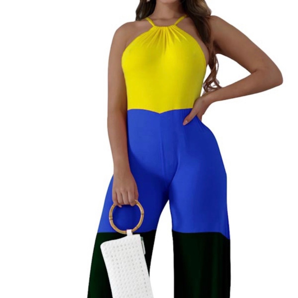 Color-block vacation jumpsuits - Picture 2 of 2